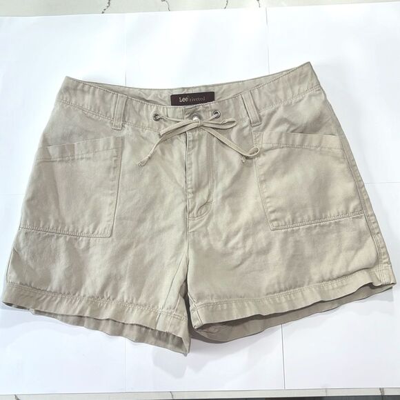 Lee Riveted | Women’s Tan Khaki Denim Casual Summer Shorts - Picture 1 of 16